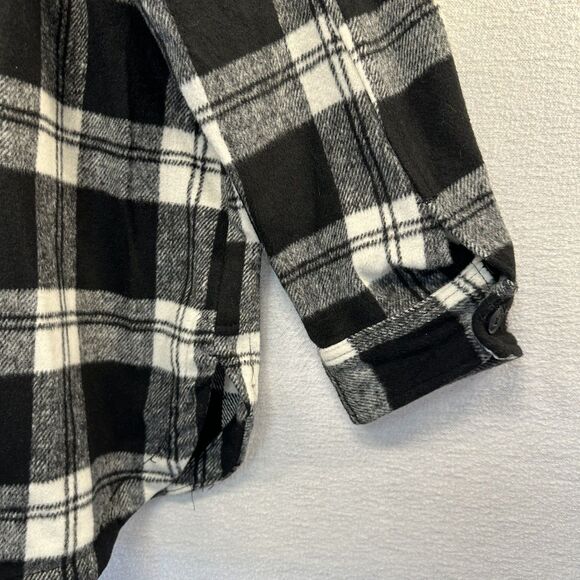 Shacket Members Mark Womens XL Relax Fit Long Sleeve Black White Plaid Midweight - Picture 5 of 10